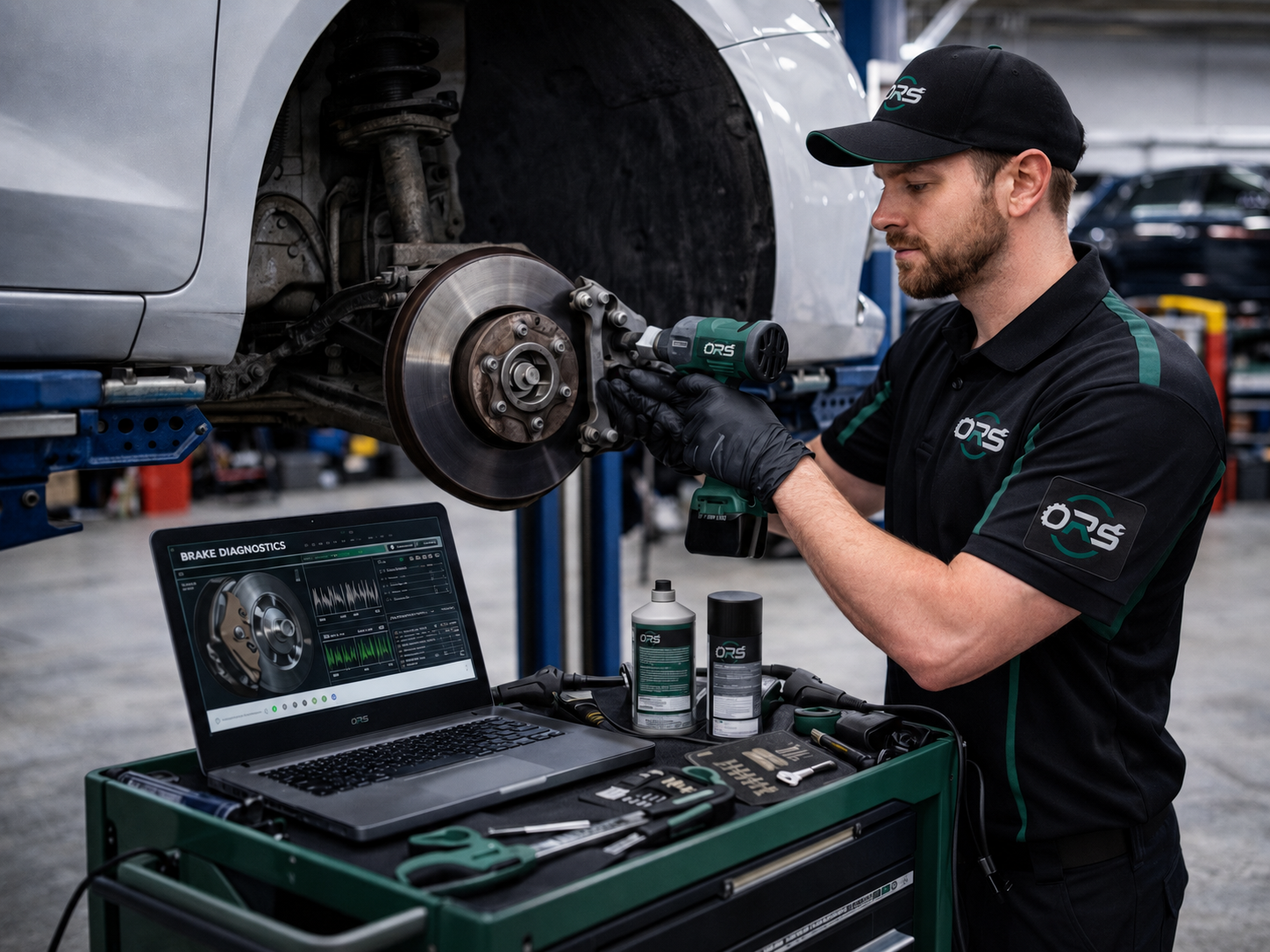ORS Autos technician carrying out a brake repair